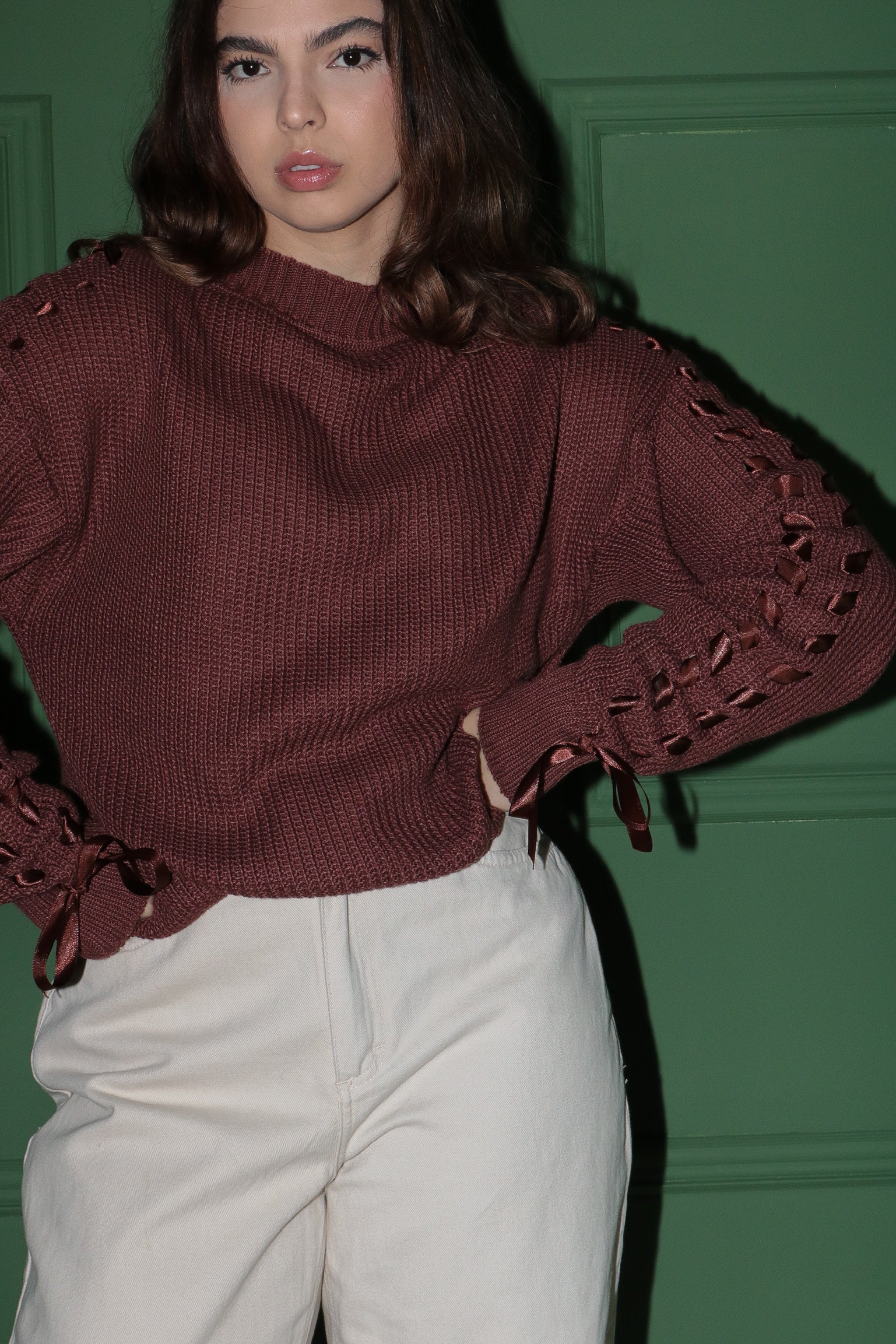 REF 720 BLUSA TRICÔ JÉSSICA TRANÇAS CACAU E PRETO