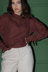 REF 720 BLUSA TRICÔ JÉSSICA TRANÇAS CACAU E PRETO