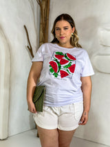 T-SHIRT MAGALI BRANCO PLUS  100% ALGODÃO M/M