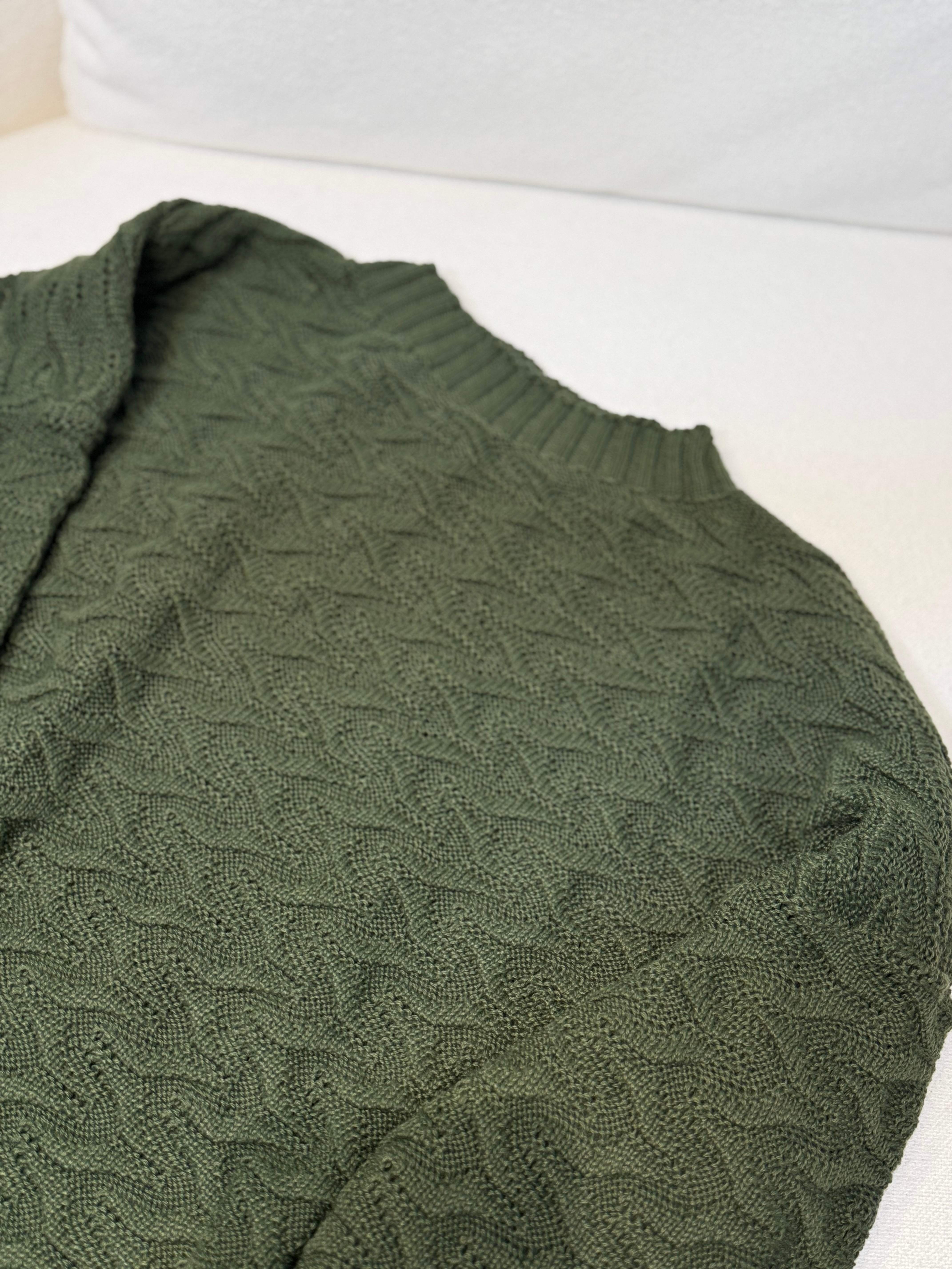 REF 718 BLUSA TRICÔ JAQUE CACAU VERDE E BEGE