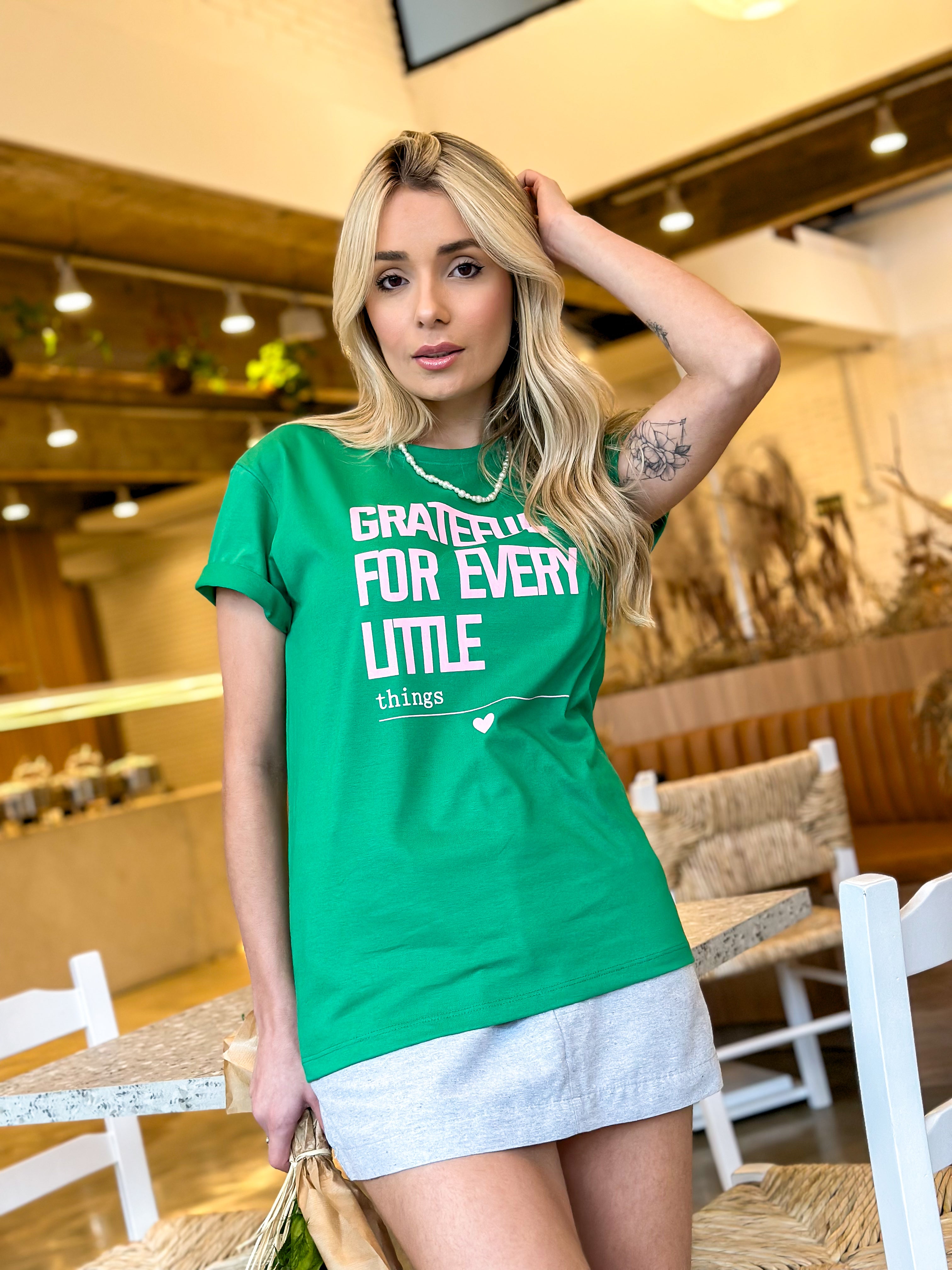 T-SHIRT JOANA VERDE HORTELÃ 100% ALGODÃO M/M