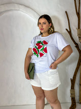 T-SHIRT MAGALI BRANCO PLUS  100% ALGODÃO M/M