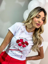 T-SHIRT LARISSA BRANCA BORDADA 100% ALGODÃO M/M