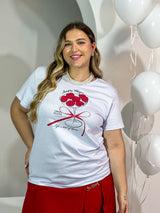 T-SHIRT LARISSA BRANCO PLUS 100% ALGODÃO M/M