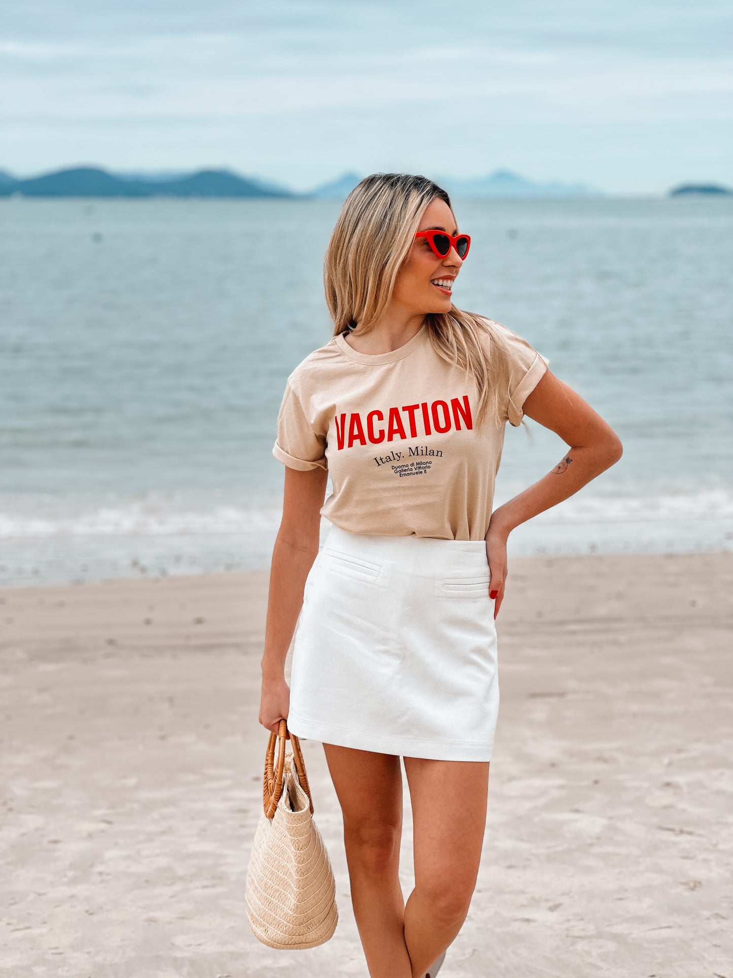 T-SHIRT VACATION CAPPUCCINO 100% ALGODÃO M/M