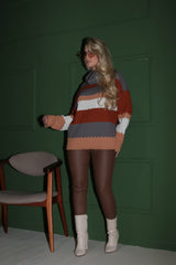 REF 719 BLUSA TRICÔ COLMEIA CARAMELO, CHUMBO E CACAU