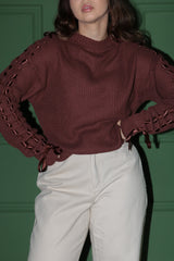 REF 720 BLUSA TRICÔ JÉSSICA TRANÇAS CACAU E PRETO