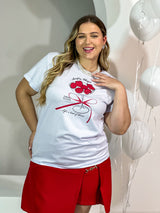 T-SHIRT LARISSA BRANCO PLUS 100% ALGODÃO M/M