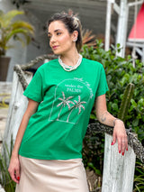 T-SHIRT JADE VERDE BOTTEGA 100% ALGODÃO M/M BORDADA A MÃO