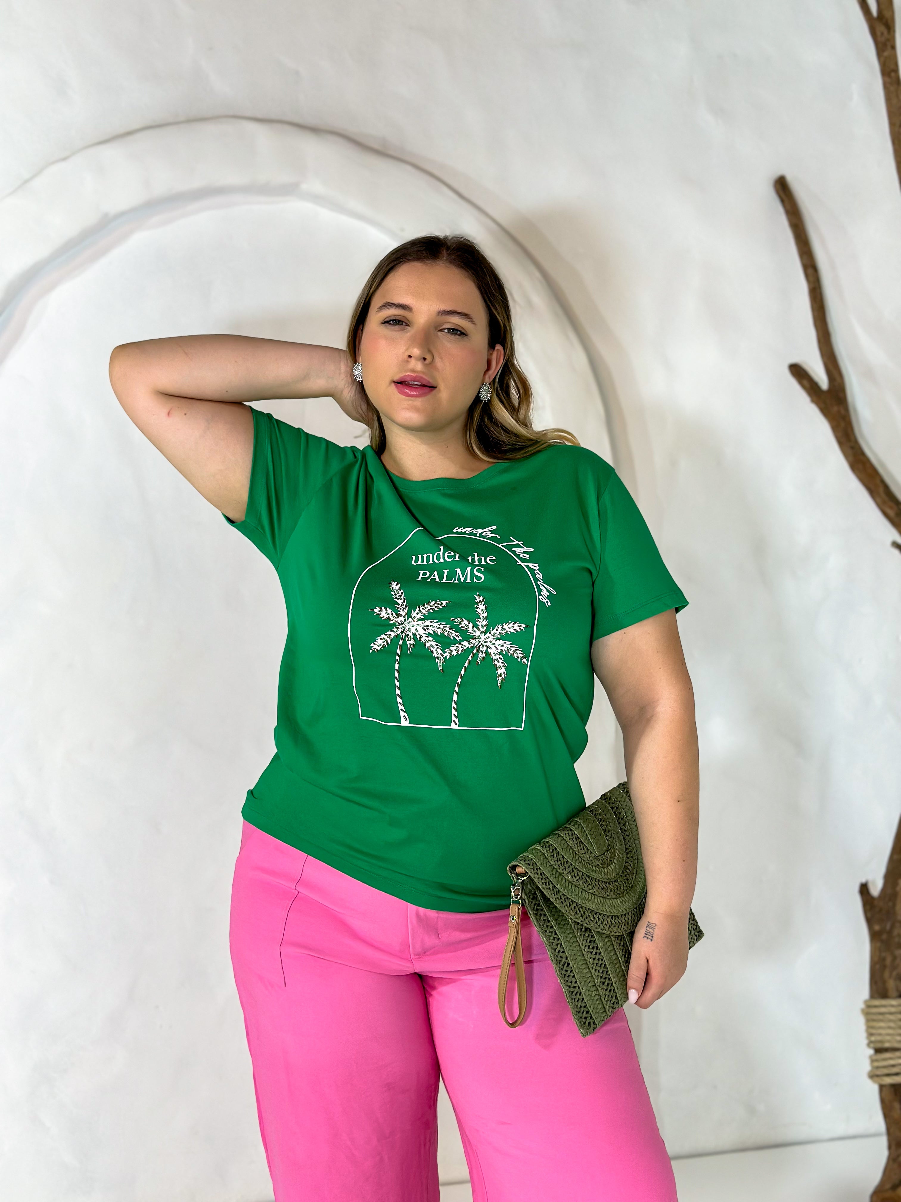 T-SHIRT JADE VERDE BOTTEGA PLUS BORDADA 100% ALGODÃO M/M