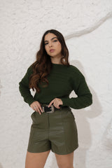 REF 722 BLUSA TRICÔ LU LAÇOS CACAU, CAPPUCCINO E BORDÔ