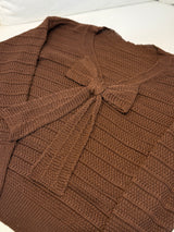 REF 722 BLUSA TRICÔ LU LAÇOS CACAU, CAPPUCCINO E BORDÔ