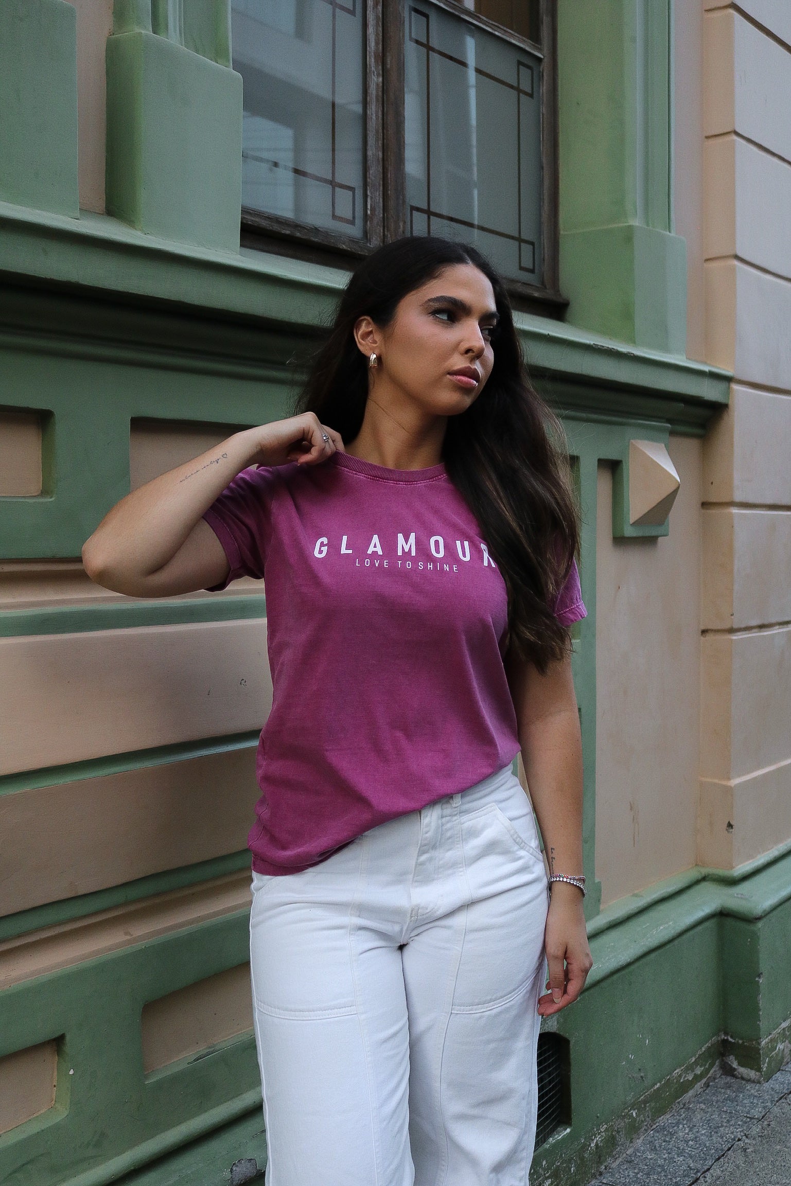 REF:655  T-SHIRT GLAMOUR ESTONADA PURPURA 100% ALGODÃO M/M