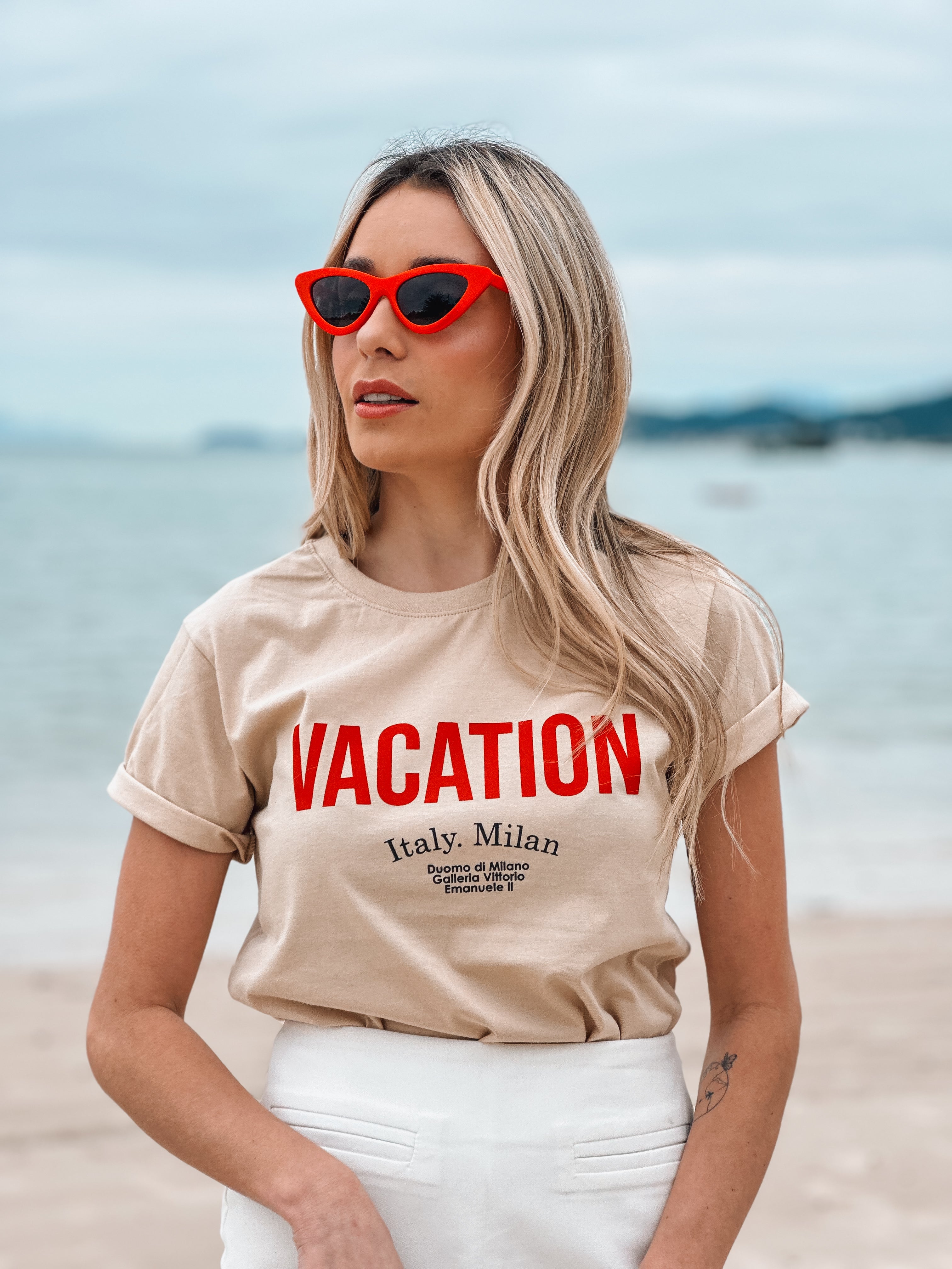 T-SHIRT VACATION CAPPUCCINO 100% ALGODÃO M/M