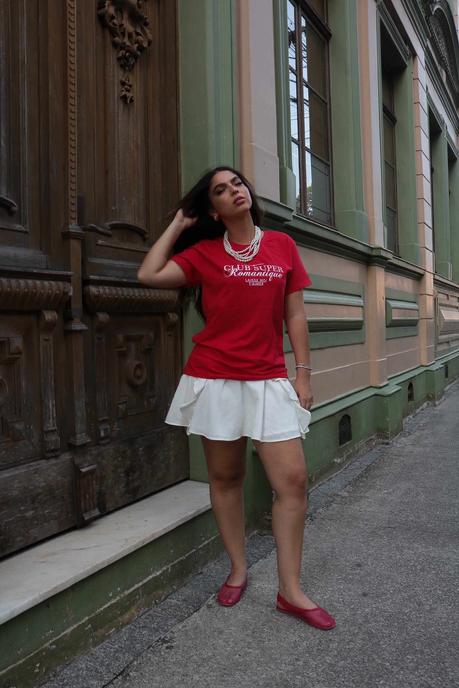 REF:659  T-SHIRT VICTORIA VERMELHO 100% ALGODÃO M/M