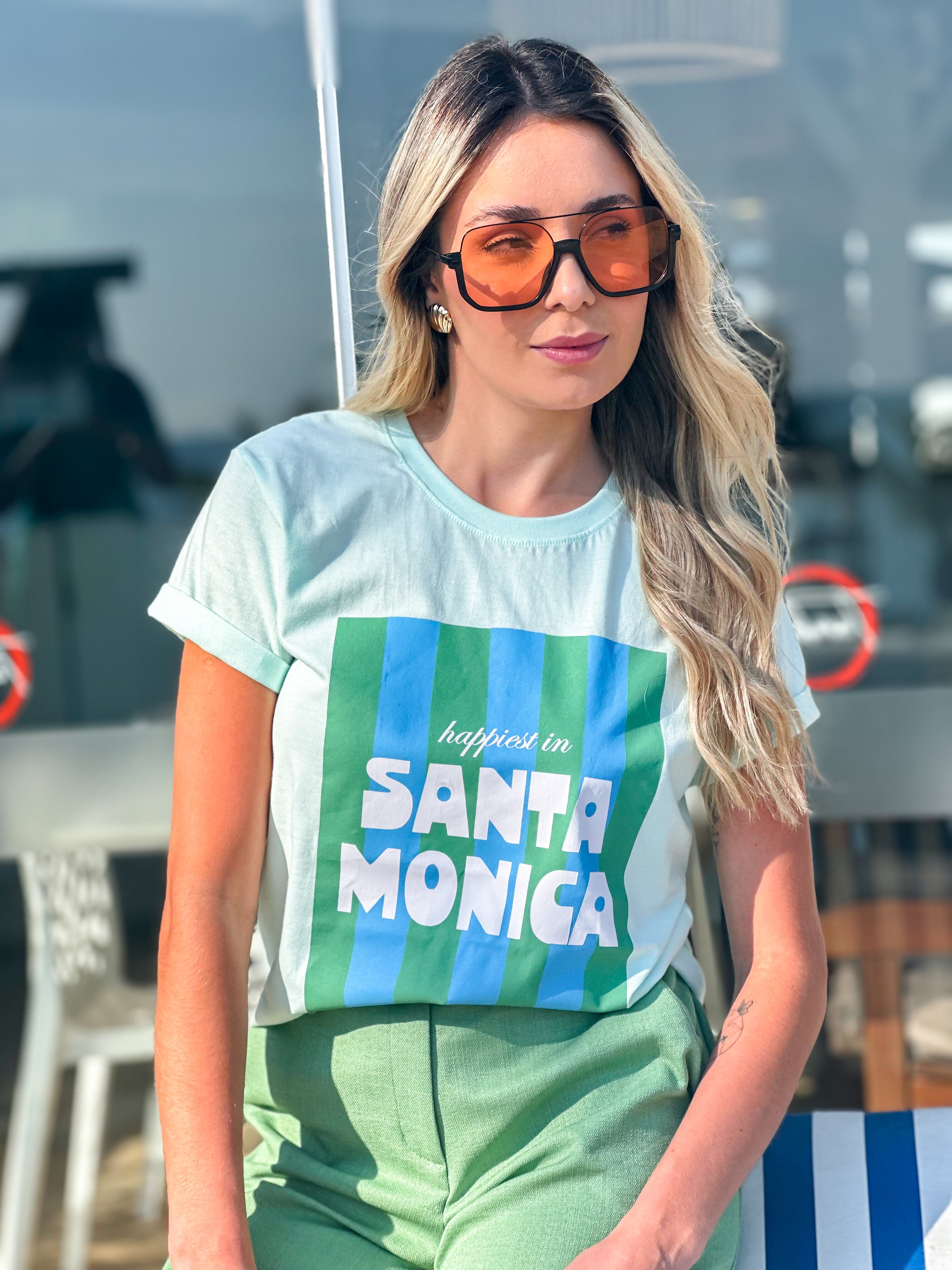 T-SHIRT MONICA VERDE ÁGUA 100% ALGODÃO M/M