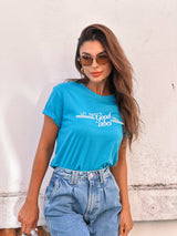 T-SHIRT GOOD VIBES AZUL 100% ALGODÃO M/M