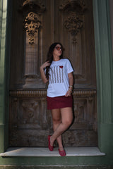 REF:668  T-SHIRT RUBY BRANCA BORDADA 100% ALGODÃO M/M