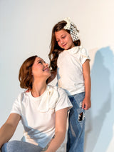 T-SHIRT LISA INFANTIL CACAU E OFF WHITE 100% ALGODÃO M/M