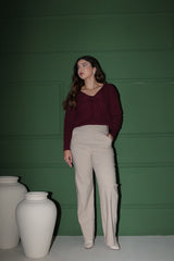 REF 722 BLUSA TRICÔ LU LAÇOS CACAU, CAPPUCCINO E BORDÔ