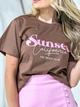 T-SHIRT SUNSET CACAU 100% ALGODÃO M/M