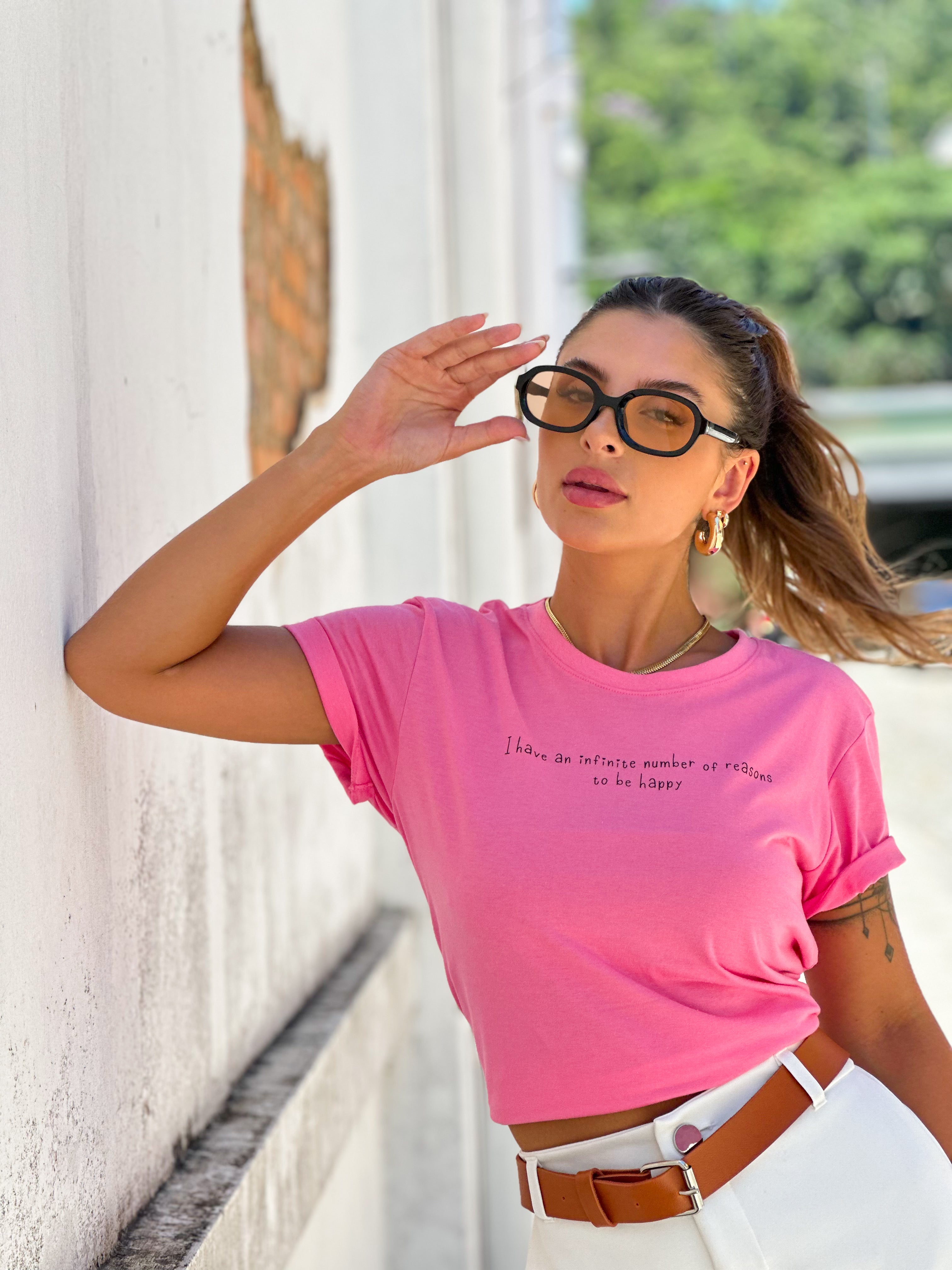 T-SHIRT VALENTINA ROSA CHICLETE 100% ALGODÃO M/M