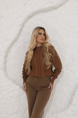 REF 721 BLUSA TRICÔ LUDMILA VERDE, CACAU E BEGE