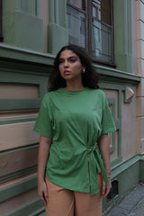 REF:664  T-SHIRT PALOMA VERDE OLIVA E OFF WHITE 100% ALGODÃO M/M