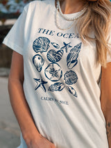 T-SHIRT OCEAN OFF WHITE 100% ALGODÃO M/M