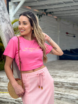 T-SHIRT SAMANTA ROSA CHICLETE  100% ALGODÃO M/M