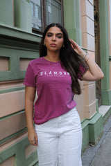 REF:655  T-SHIRT GLAMOUR ESTONADA PURPURA 100% ALGODÃO M/M